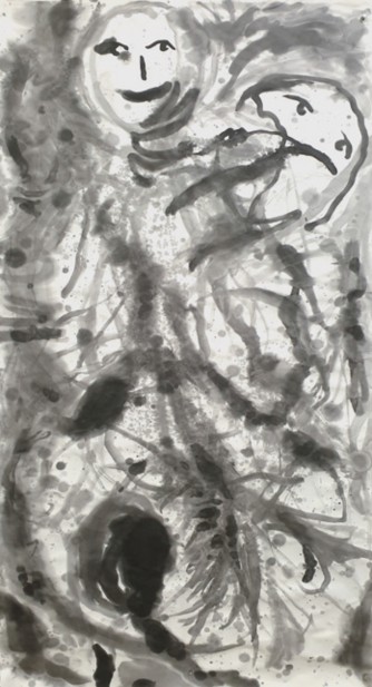 자화상과 함께 136x70cm 화선지에 수묵 2020