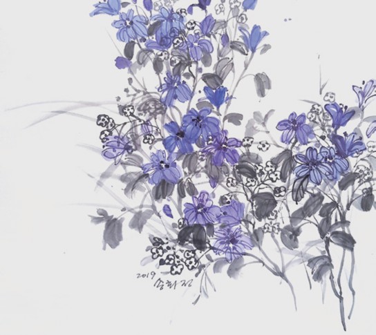 뜨락을 거닐다 60x69cm 한지에 수묵담채 2019